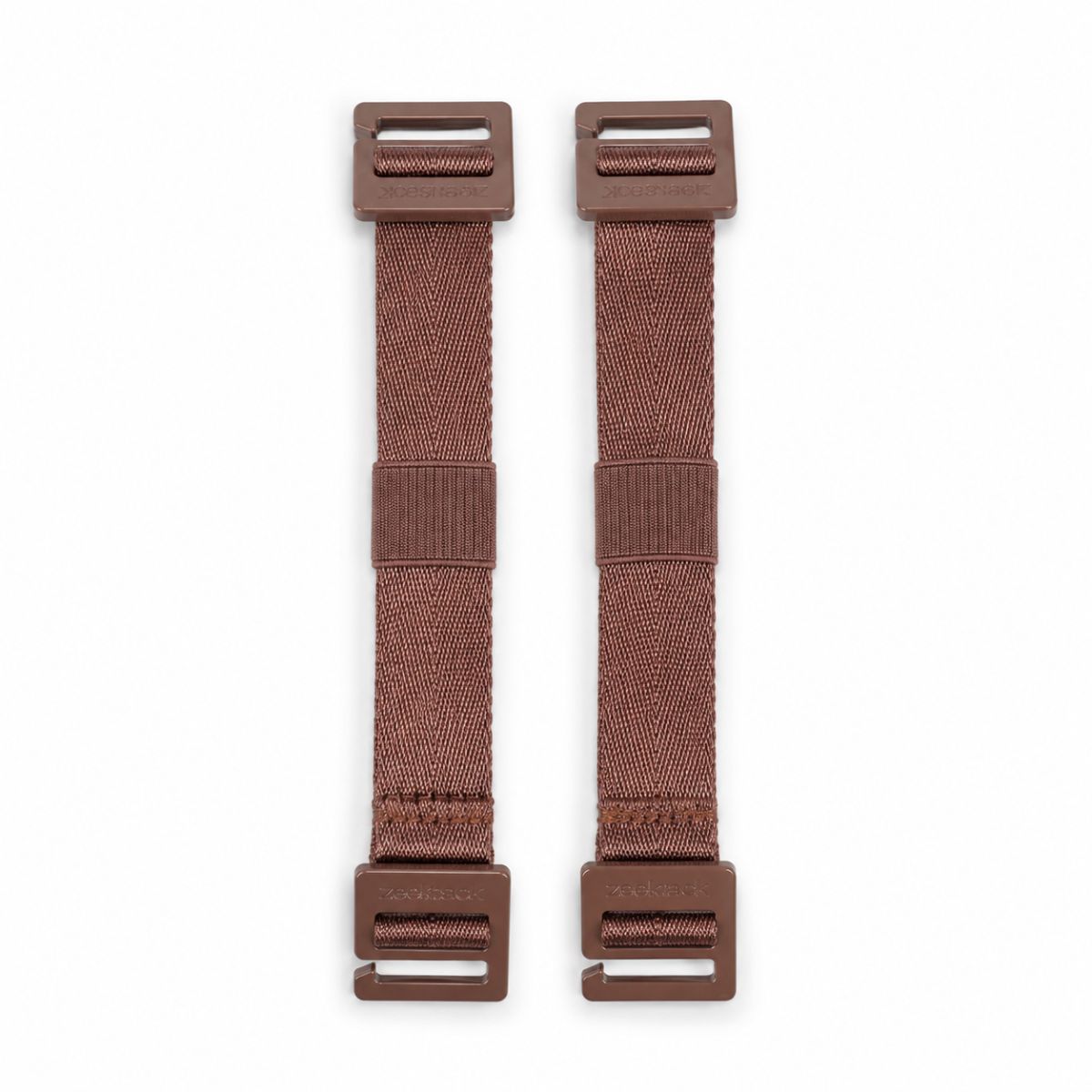 Twee Zeeksack Activity Straps i Clay Brown tegen een witte achtergrond
