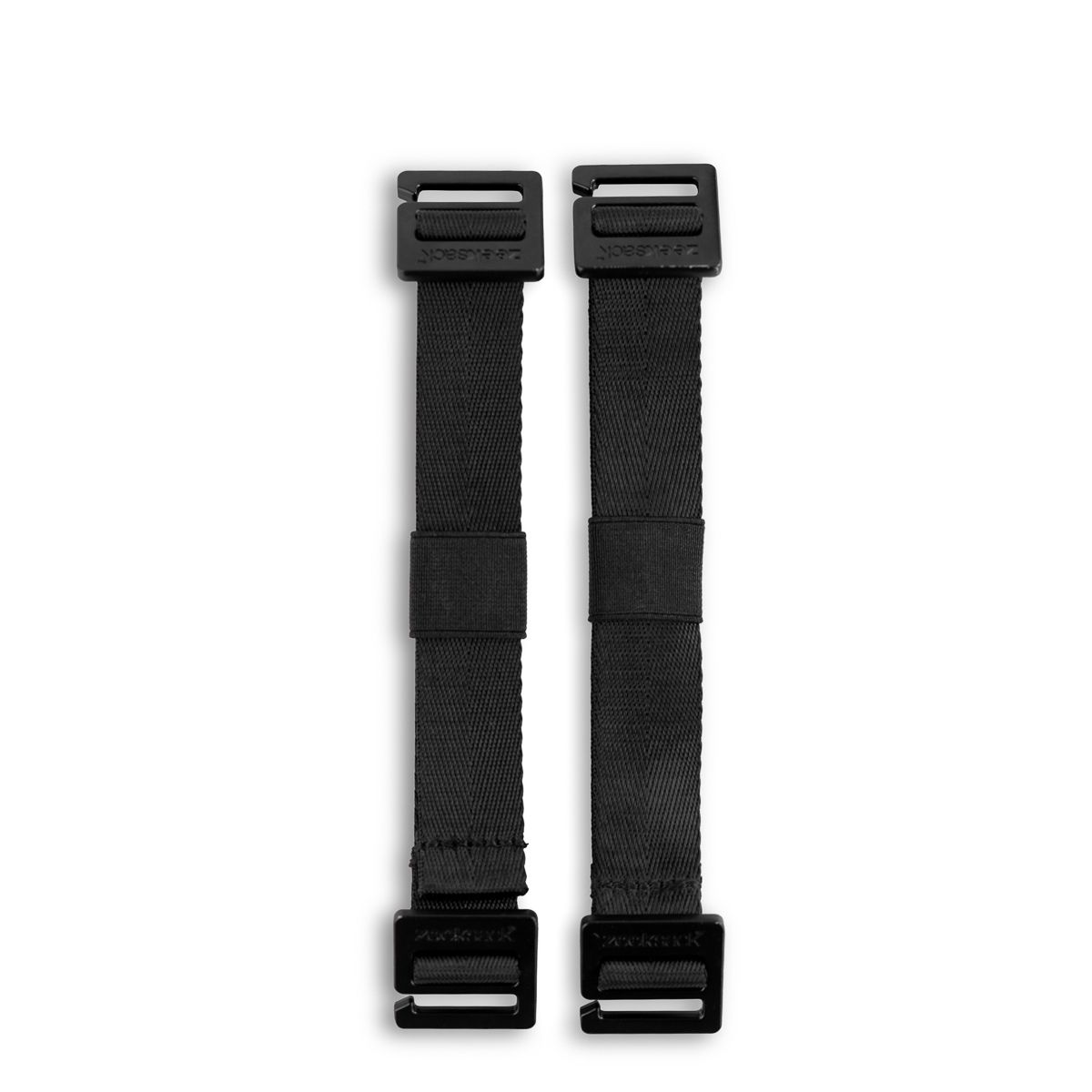 Twee Zeeksack Activity Straps i Zwart tegen een witte achtergrond